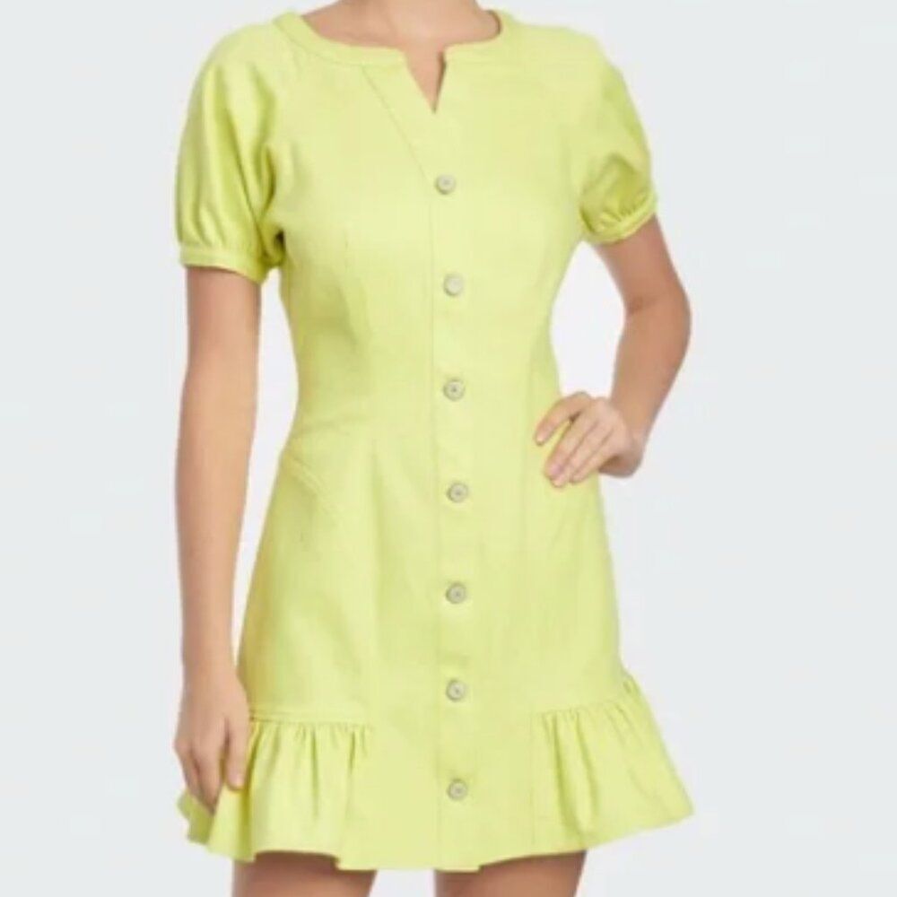 cinq a sept Yellow Button-Front Mini Dress